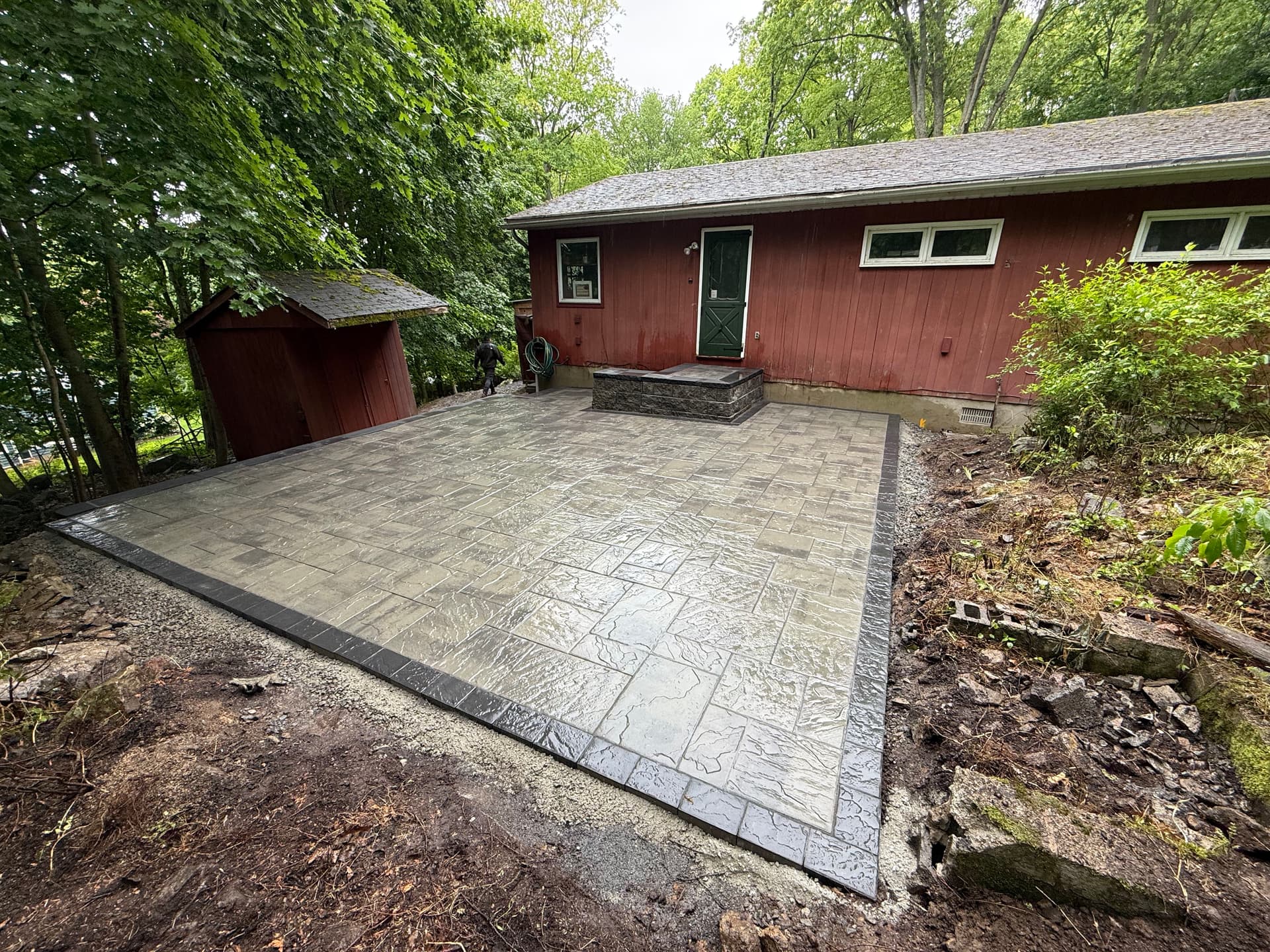 Raised Paver Patio Built Over a 44-Inch Grade Change