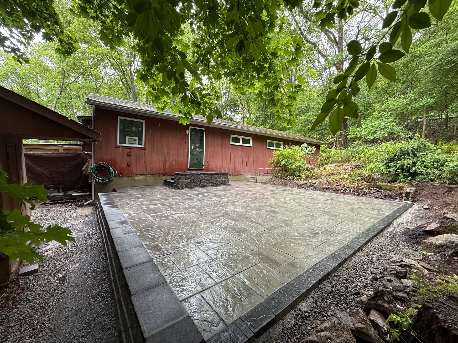 Raised Paver Patio Built Over a 44-Inch Grade Change
