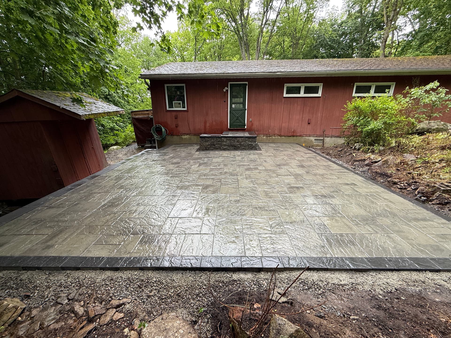 Raised Paver Patio Built Over a 44-Inch Grade Change