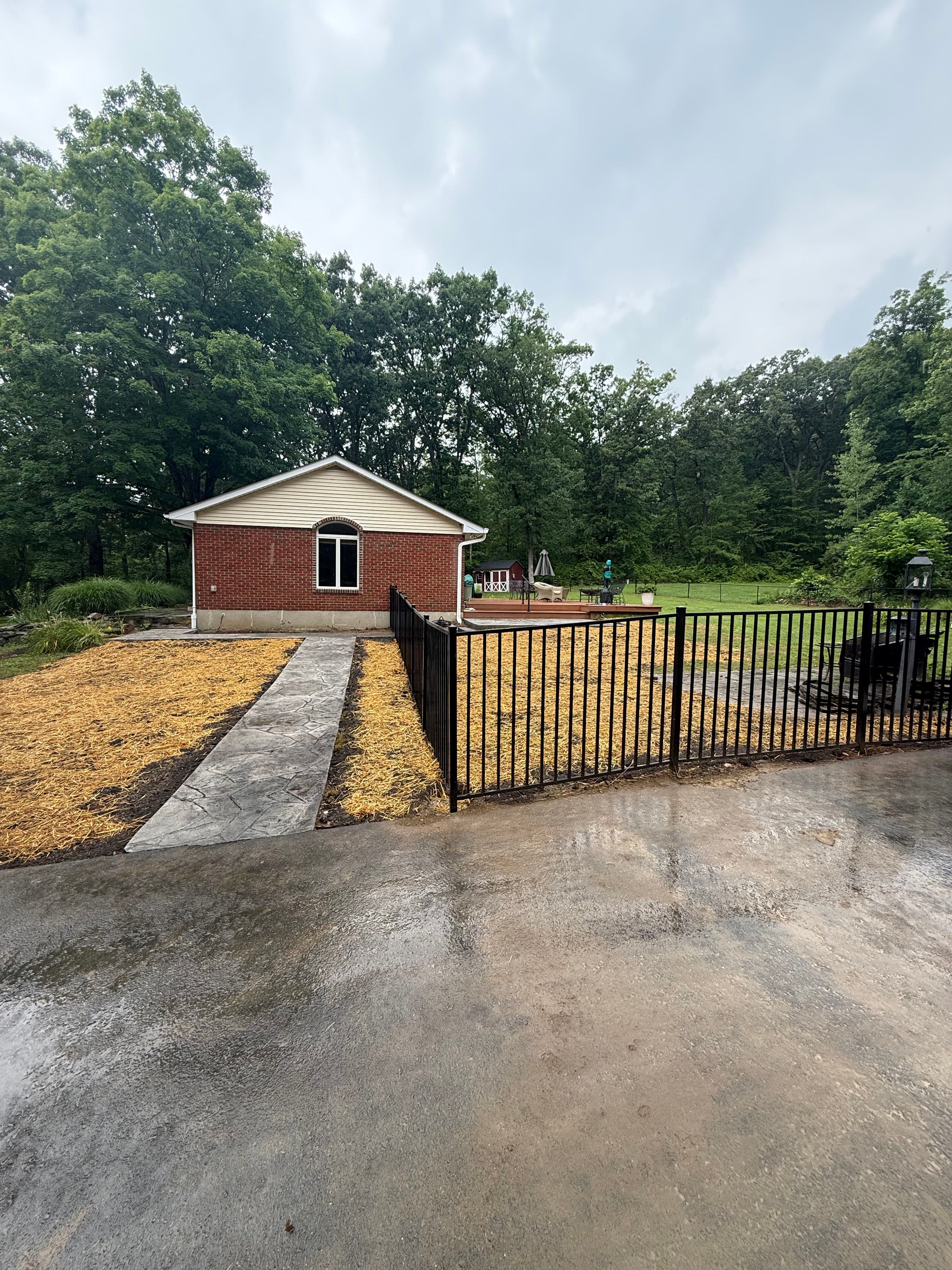 Project Arizona Flagstone Stamped Concrete Walkway with Full Fence Package image